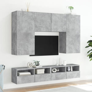 Mobili TV Muro 2pz Grigio Cemento 100x30x30cm Legno Multistrato 836889