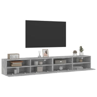 Mobili TV Muro 2pz Grigio Cemento 100x30x30cm Legno Multistrato 836889