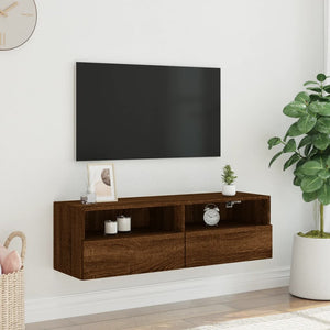 Mobile TV a Parete Rovere Marrone 100x30x30cm Legno Multistrato 836894