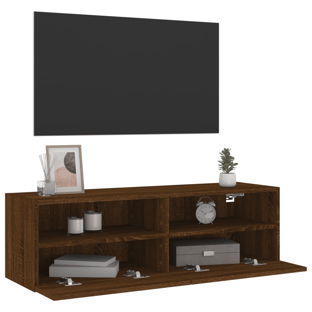 Mobile TV a Parete Rovere Marrone 100x30x30cm Legno Multistrato 836894