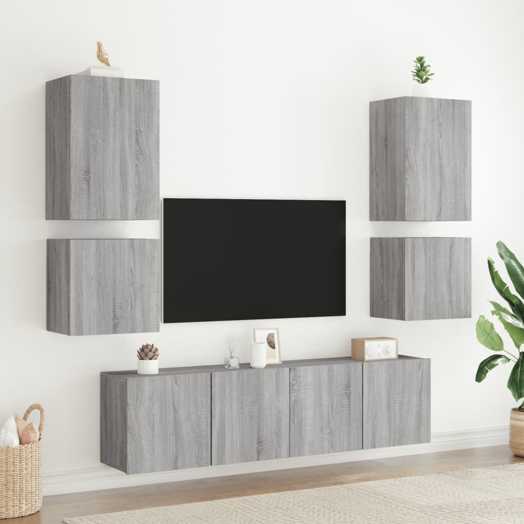 Mobile TV Parete Grigio Sonoma 40,5x30x40 cm Legno Multistrato 836906