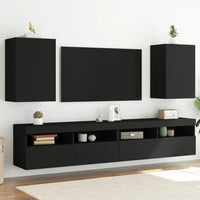 Mobili TV a Parete 2pz Neri 40,5x30x60 cm in Legno Multistrato 836913