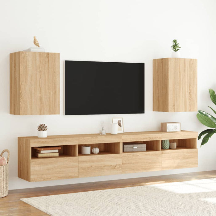 Mobili TV Muro 2pz Rovere Sonoma 40,5x30x60cm Legno Multistratocod mxl 110062