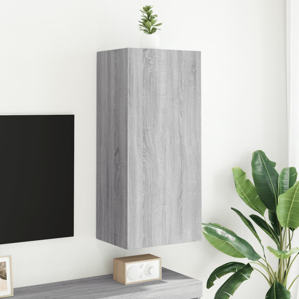 Mobile TV Parete Grigio Sonoma 40,5x30x90 cm Legno Multistrato 836929