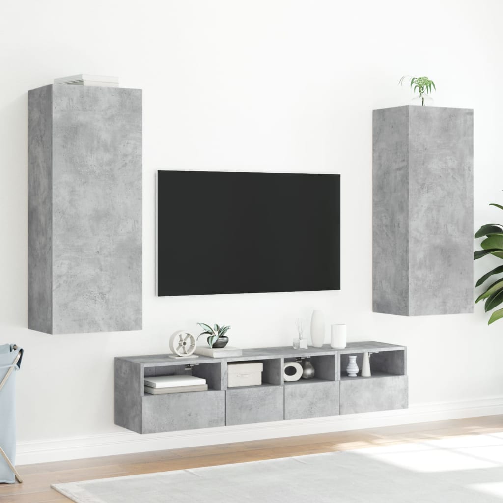 Mobile TV Parete Grigio Cemento 40,5x30x102cm Legno Multistrato 836934