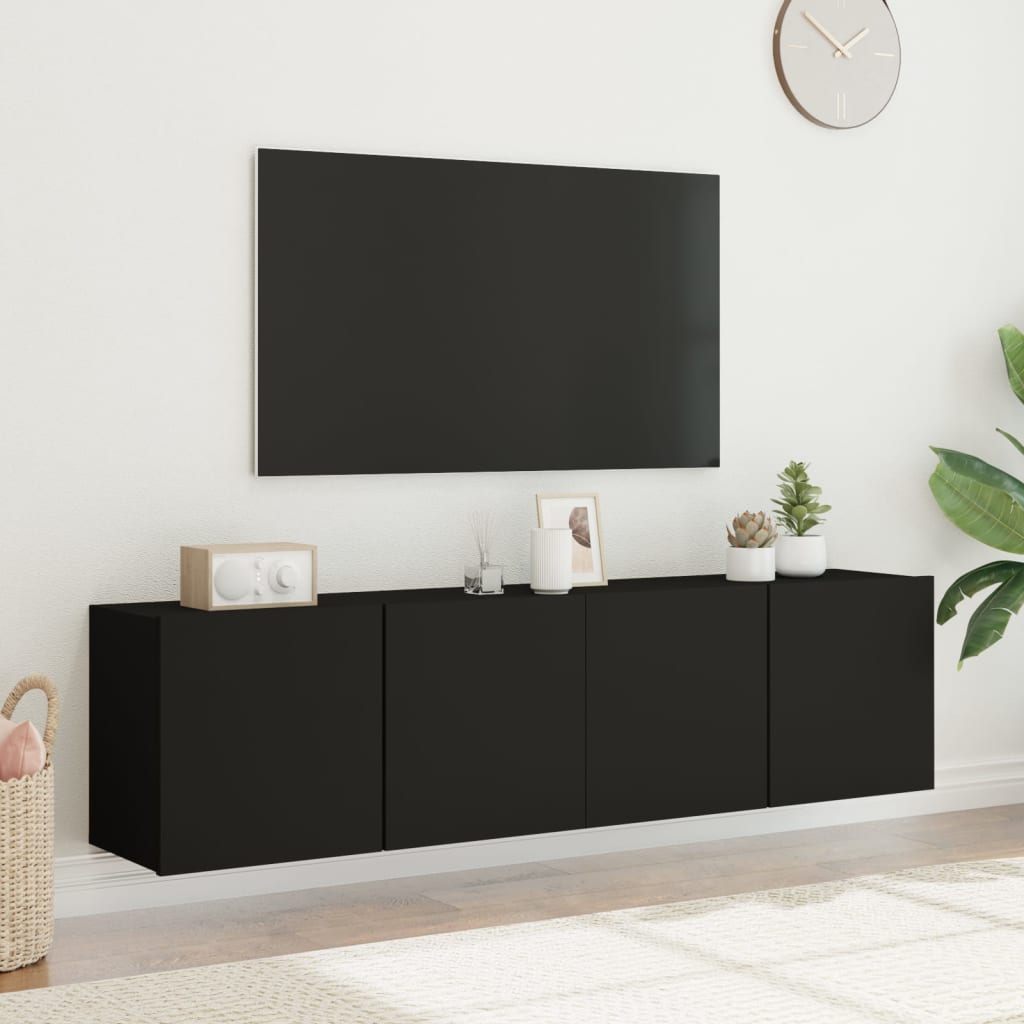 Mobili TV a Parete 2pz Neri 80x30x41 cm 836955