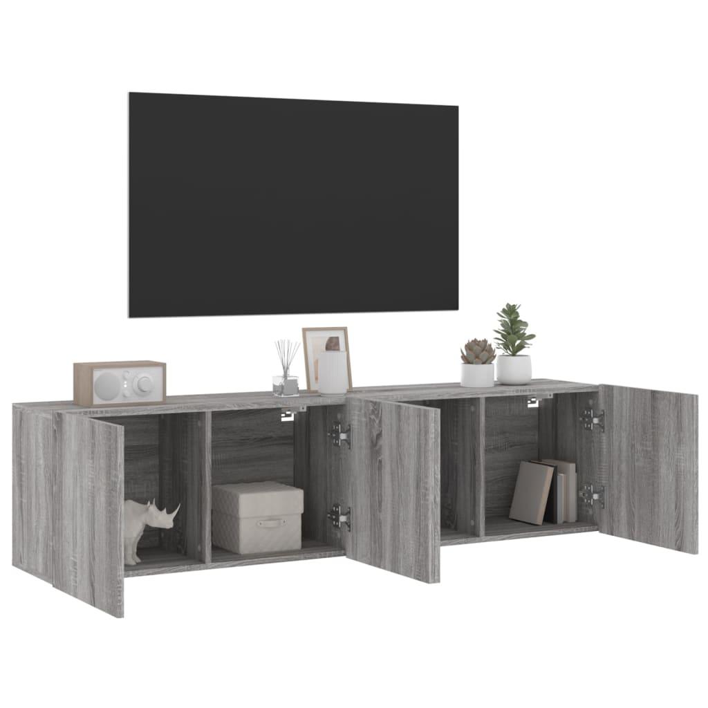 Mobili TV a Parete 2pz Grigio Sonoma 80x30x41 cm 836963