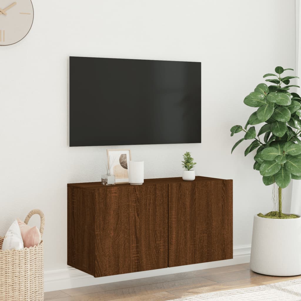 Mobile TV a Parete Rovere Marrone 80x30x41 cm 836964