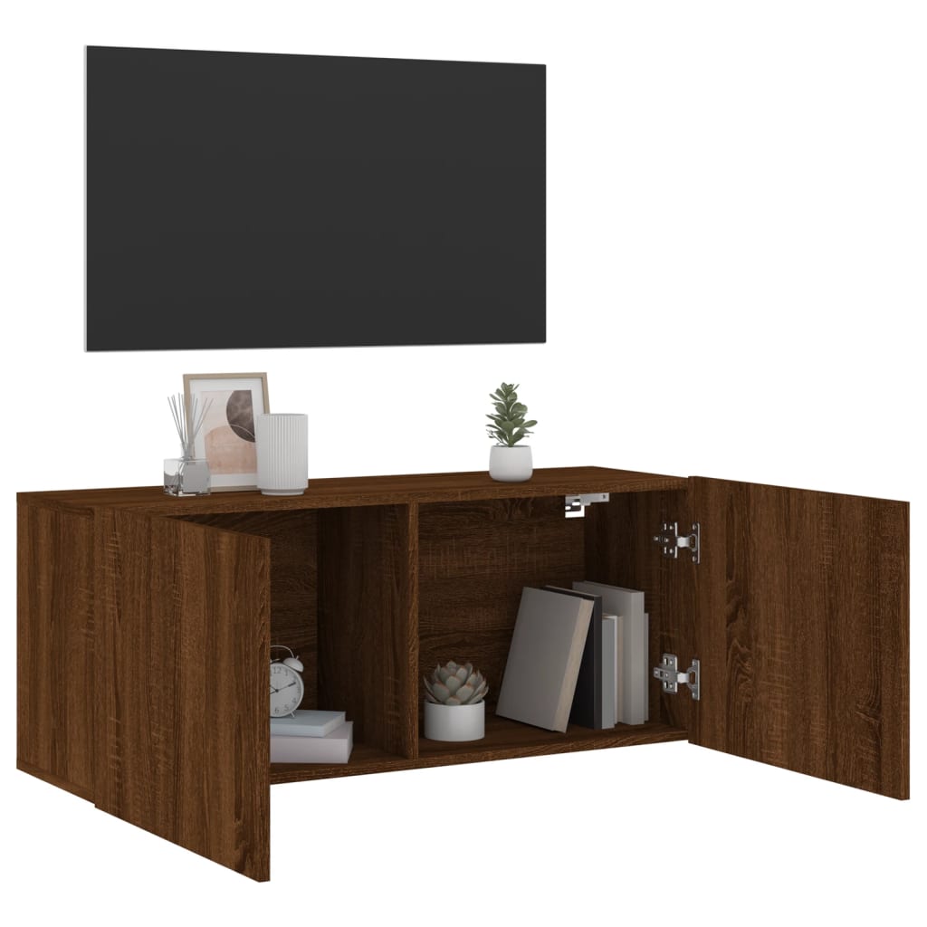 Mobile TV a Parete Rovere Marrone 100x30x41 cm 836972