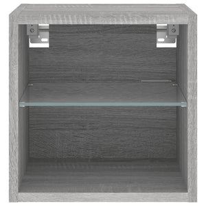 Mobili TV a Parete con Luci LED 2pz Grigio Sonoma 30x28,5x30 cm 836984