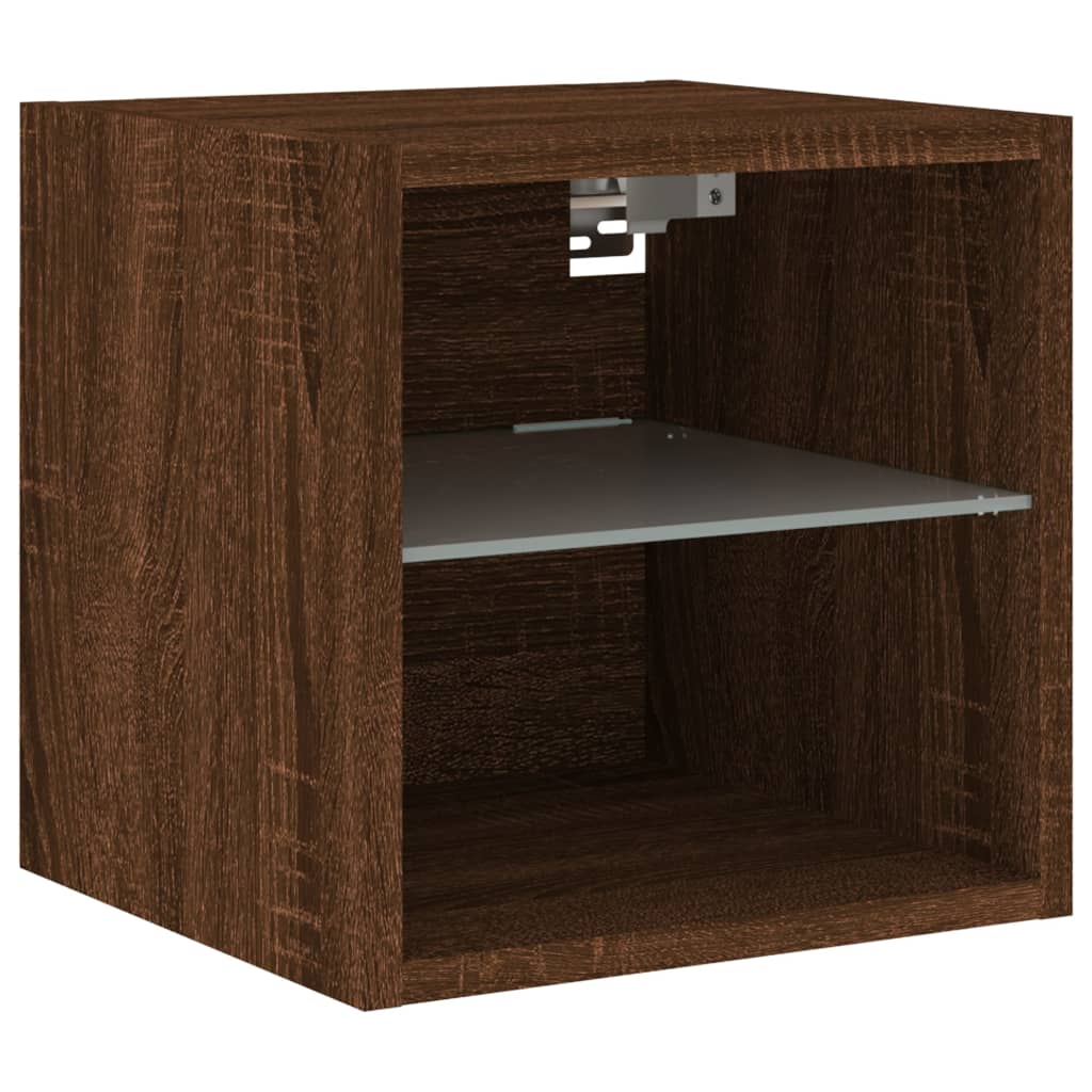 Mobili TV a Parete con Luci LED 2pz Rovere Marrone 30x28,5x30cm 836986