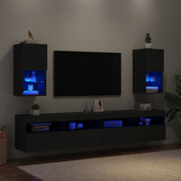 Mobili TV con Luci LED 2pz Neri 30,5x30x60 cm 836990