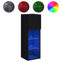 Mobili Porta TV con Luci LED 2 pz Neri 30,5x30x90 cm 837004