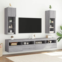 Mobile TV con Luci LED Grigio Sonoma 30,5x30x90 cm 837011