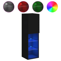 Mobili Porta TV con Luci LED 2 pz Neri 30,5x30x102 cm 837018