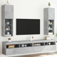 Mobili TV con Luci LED 2pz Grigio Cemento 30,5x30x102 cmcod mxl 86175