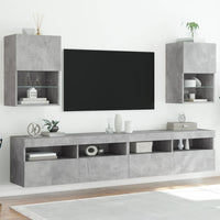 Mobili TV con Luci LED 2pz Grigio Cemento 40,5x30x60 cm 837036