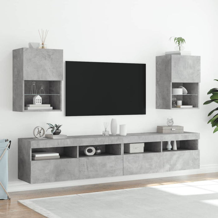 Mobili TV con Luci LED 2pz Grigio Cemento 40,5x30x60 cm 837036