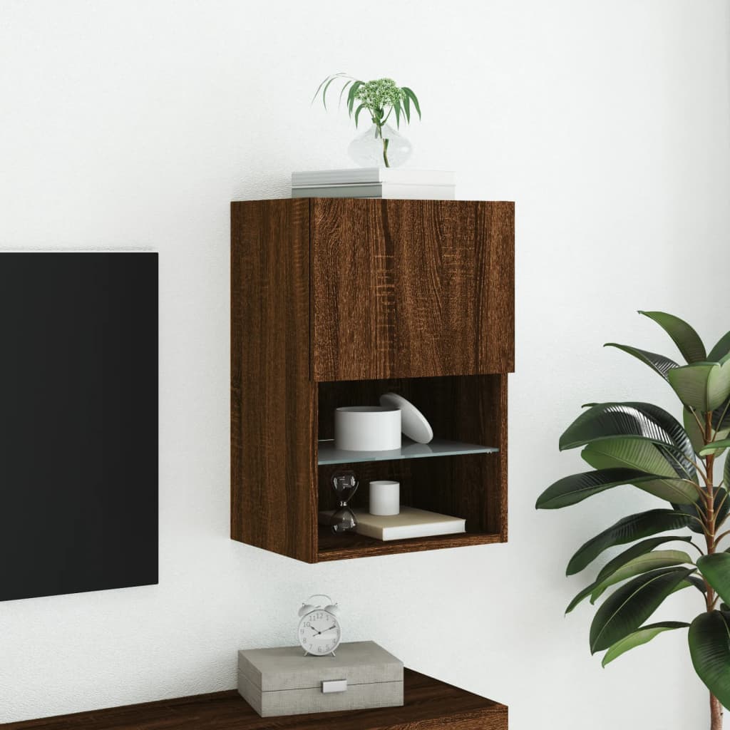 Mobile TV con Luci LED Rovere Marrone 40,5x30x60 cm 837041