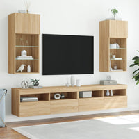 Mobili TV con Luci LED 2pz Rovere Sonoma 40,5x30x90 cmcod mxl 86174