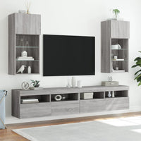 Mobili TV con Luci LED 2pz Grigio Sonoma 40,5x30x90 cm 837054