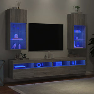 Mobili TV con Luci LED 2pz Grigio Sonoma 40,5x30x90 cm 837054