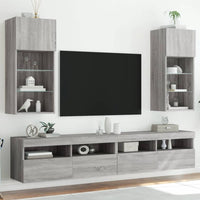 Mobili TV con Luci LED 2pz Grigio Sonoma 40,5x30x90 cm 837054