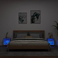 Comodini con Luci LED a Parete 2pz Grigio Sonoma 837075