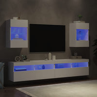 Mobili TV a Parete con Luci LED 2pz Bianchi 40x30x60,5 cmcod mxl 134116