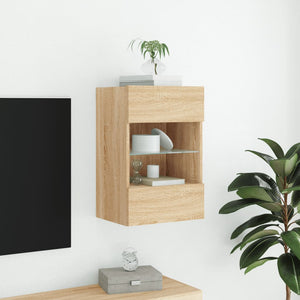 Mobile TV a Parete con Luci LED Rovere Sonoma 40x30x60,5 cm 837082