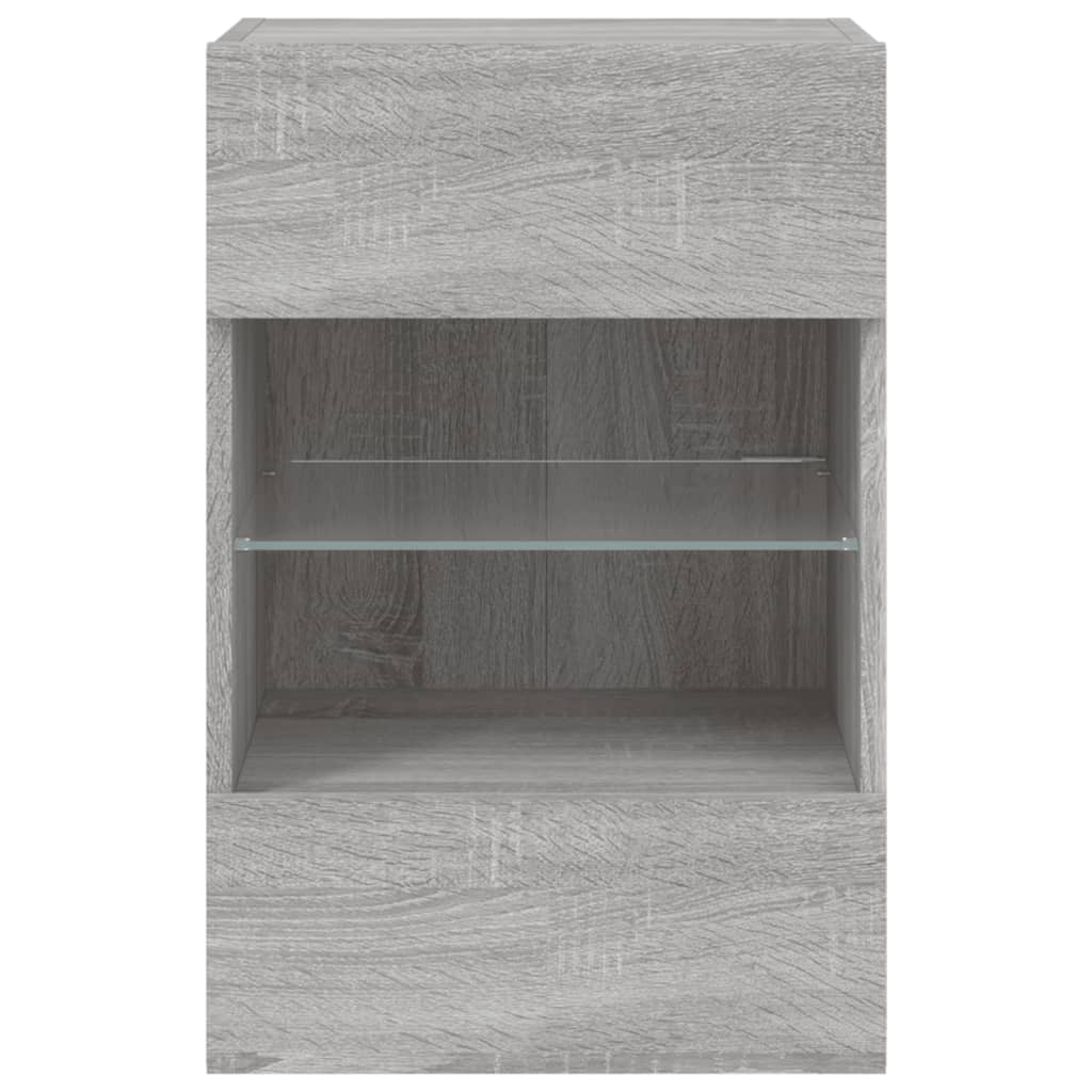 Mobile TV a Parete con Luci LED Grigio Sonoma 40x30x60,5 cm 837088