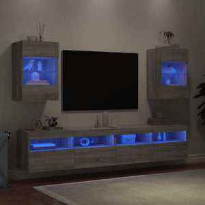 Mobili TV a Parete con Luci LED 2pz Grigio Sonoma 40x30x60,5 cm 837089