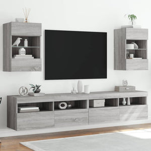 Mobili TV a Parete con Luci LED 2pz Grigio Sonoma 40x30x60,5 cm 837089