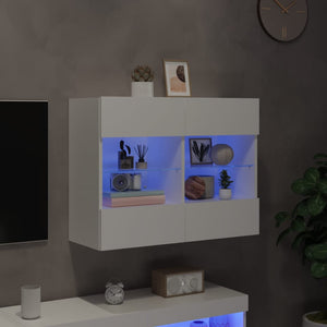 Mobile TV a Parete con Luci LED Bianco 78,5x30x60,5 cm 837099