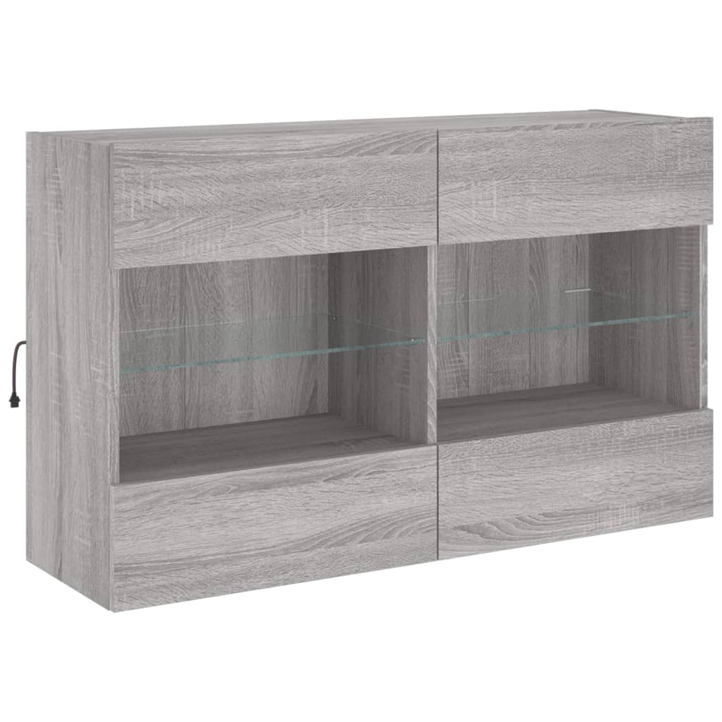 Mobile TV a Parete con Luci LED Grigio Sonoma 98,5x30x60,5 cm 837111