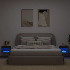 Comodini con Luci LED a Parete 2pz Neri 837116