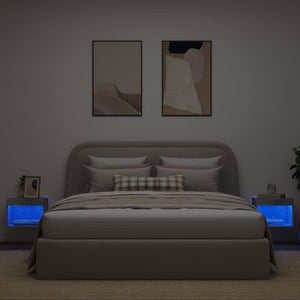 Comodini con Luci LED a Parete 2pz Grigio Cemento 837120