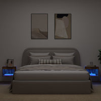 Comodini con Luci LED a Parete 2pz Rovere Fumo 837122