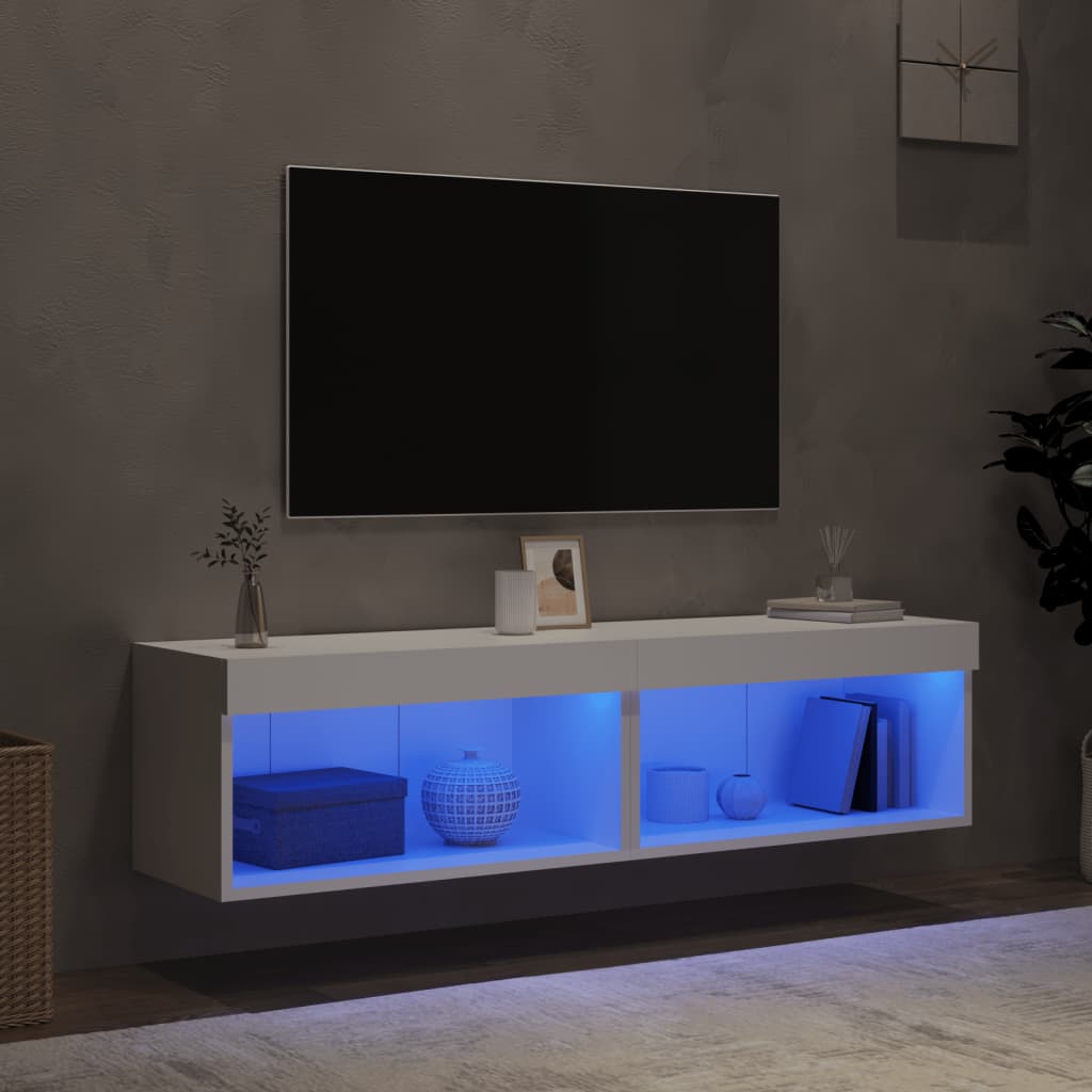 Mobili TV con Luci LED 2pz Bianchi 60x30x30 cmcod mxl 134124