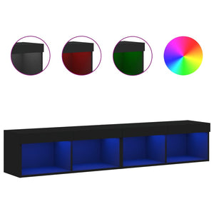 Mobili Porta TV con Luci LED 2 pz Neri 80x30x30 cmcod mxl 86180