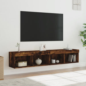 Mobili Porta TV con Luci LED 2 pz Rovere Fumo 80x30x30 cm 837150