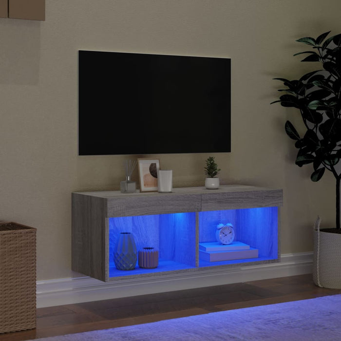 Mobile Porta TV con Luci LED Grigio Sonoma 80x30x30 cmcod mxl 111901