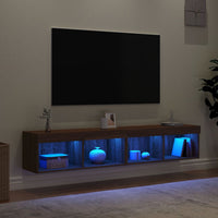 Mobili Porta TV con Luci LED 2 pz Rovere Marrone 80x30x30 cm 837154