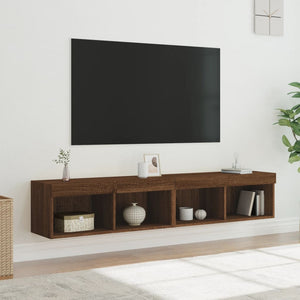 Mobili Porta TV con Luci LED 2 pz Rovere Marrone 80x30x30 cm 837154