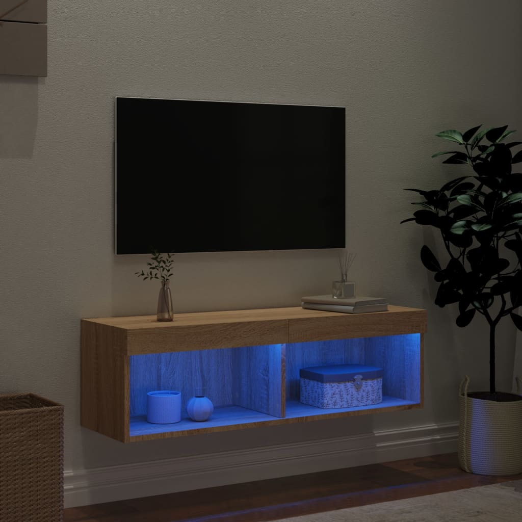 Mobile Porta TV con Luci LED Rovere Sonoma 100x30x30 cm 837159