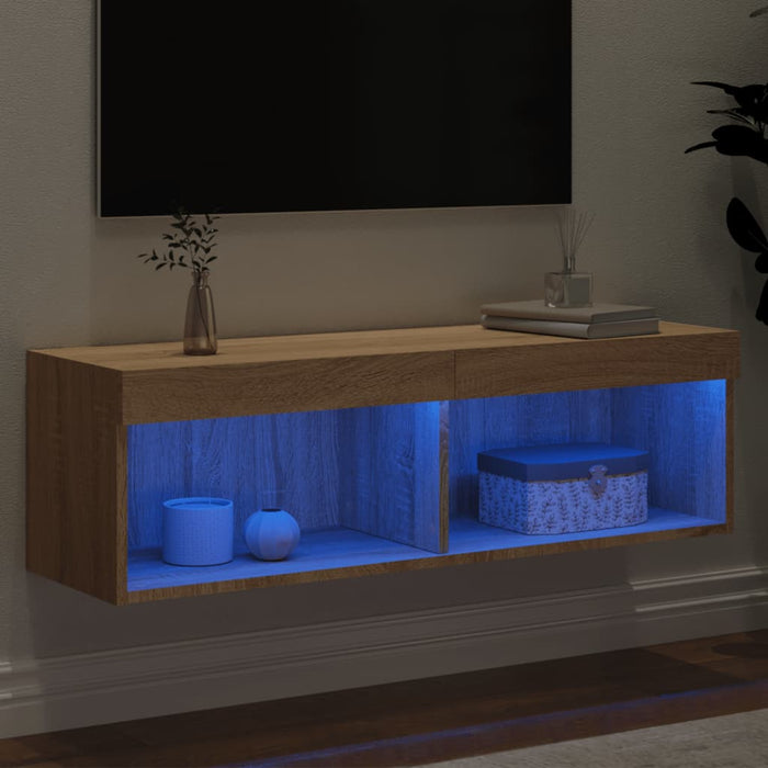 Mobile Porta TV con Luci LED Rovere Sonoma 100x30x30 cm 837159