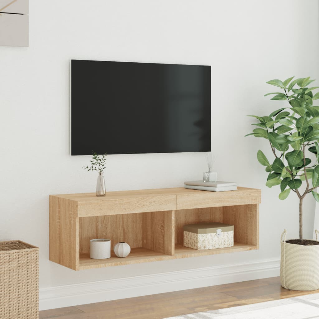 Mobile Porta TV con Luci LED Rovere Sonoma 100x30x30 cm 837159