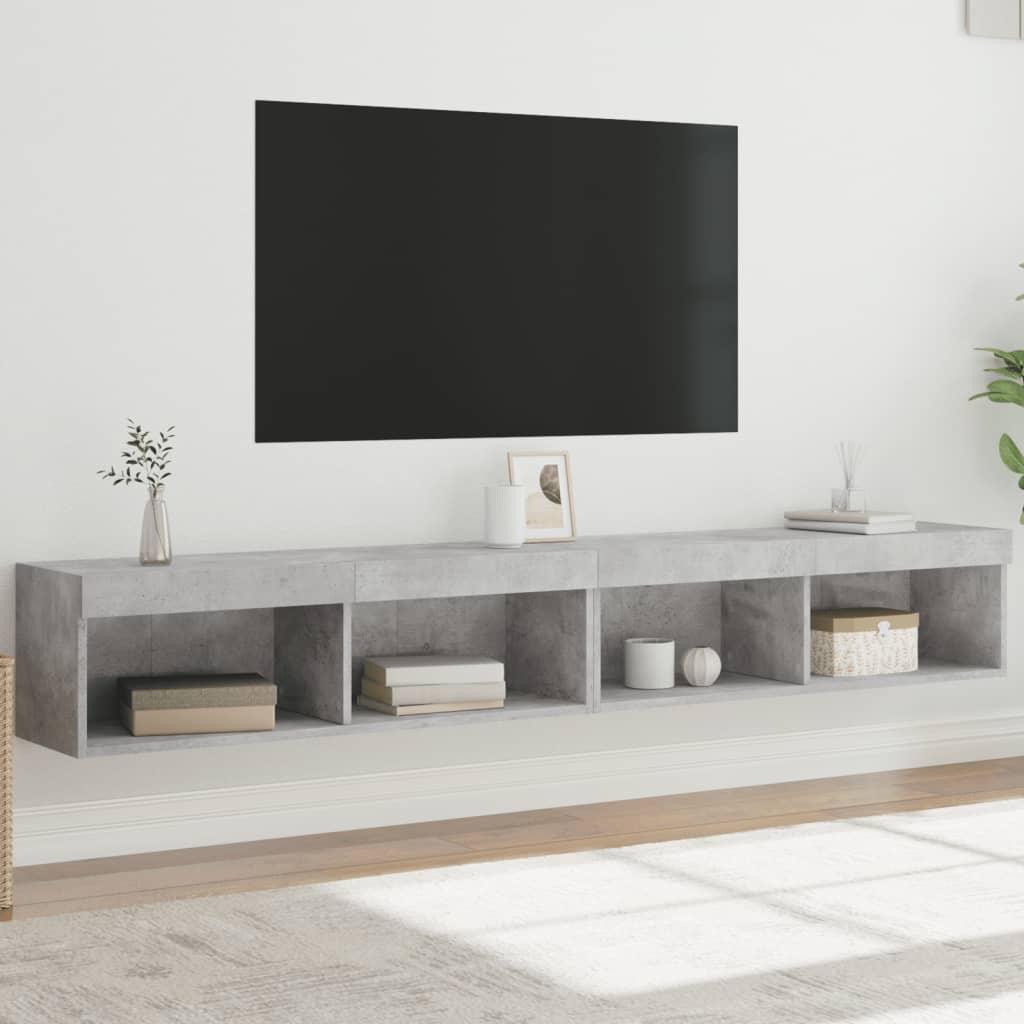 Mobili TV con Luci LED 2pz Grigio Cemento 100x30x30 cm 837162