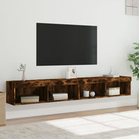 Mobili Porta TV con Luci LED 2 pz Rovere Fumo 100x30x30 cm 837164