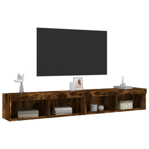 Mobili Porta TV con Luci LED 2 pz Rovere Fumo 100x30x30 cm 837164